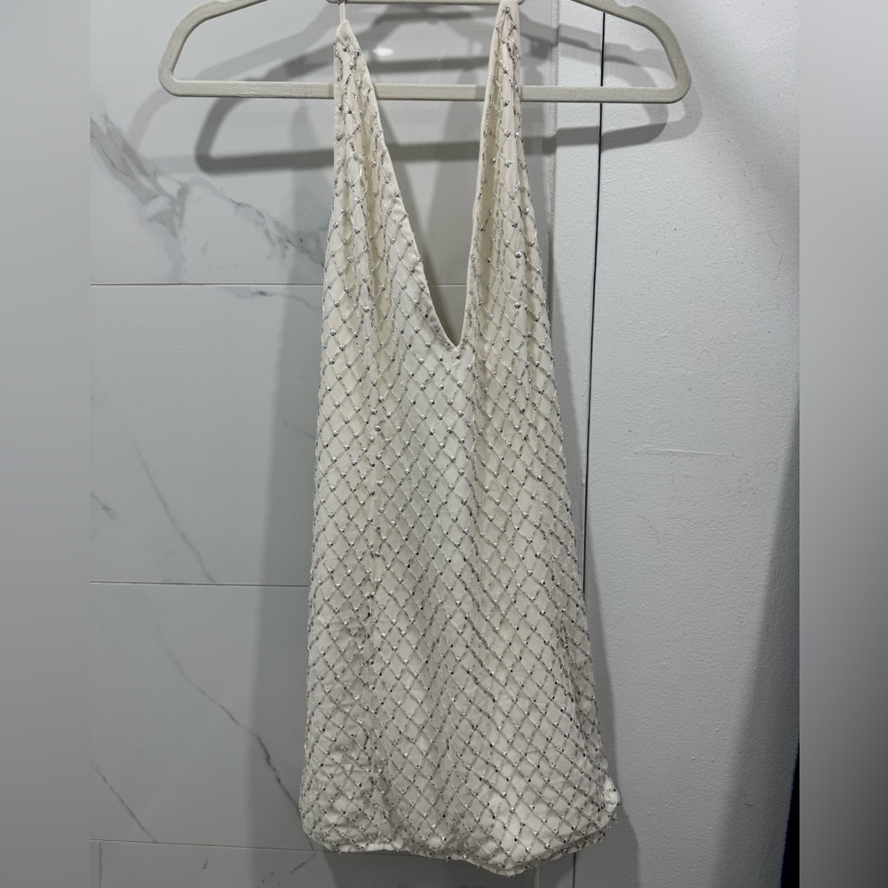 NBD White Halter Backless Dress